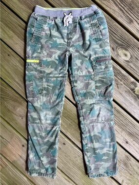 Mini Boden Boys Green Camo Cargo Jogger Pants Sz 11Y